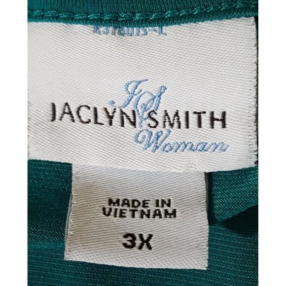 Jaclyn Smith Womens Babydoll Top 3X Green Beaded 3/4 Sleeve Feminine - Picture 4 of 6